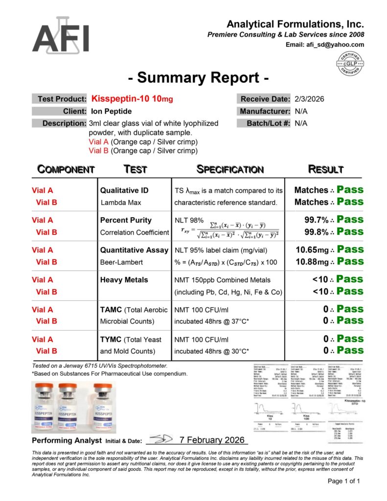 summary report ion peptide kiss 10mg x2 2 6 26 page 0001 scaled