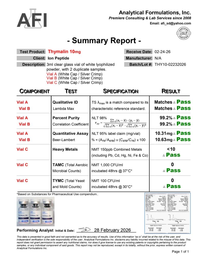 summary report ion peptide thymalin 10mg x3 02 26 26 page 0001 scaled